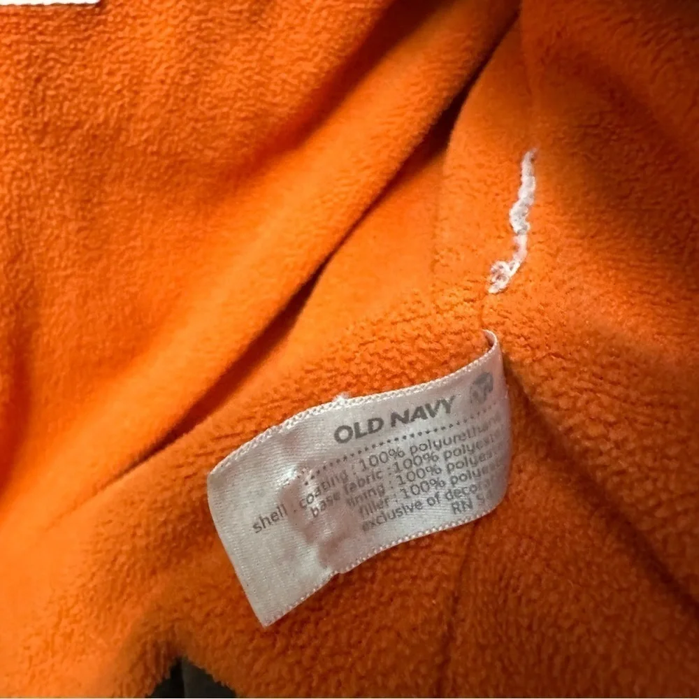 Old Navy brown/orange  puffer jacket 6-12 months fleece hooded